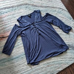 IZ Byer cold shoulder lace up top